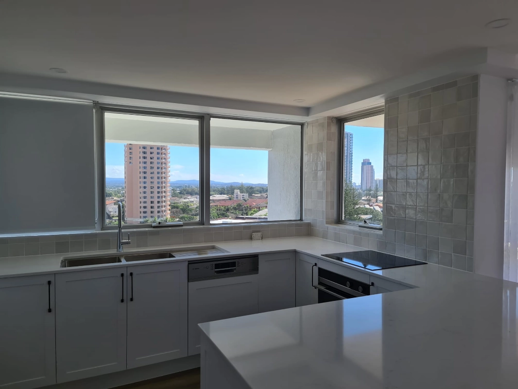 Blockout roller blinds in a Gold Coast kitchen
