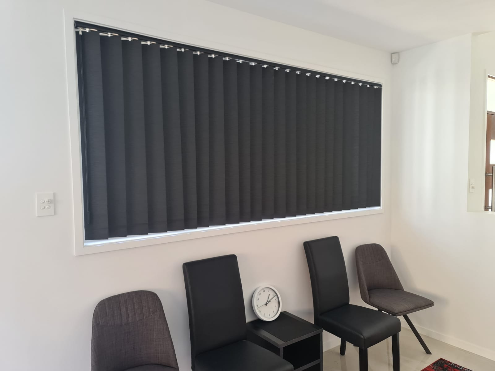 Vertical blinds in a waiting room