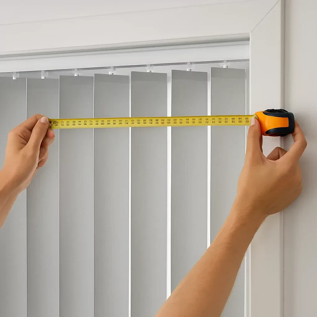 Tape measure being used to measure a window for made-to-measure blinds